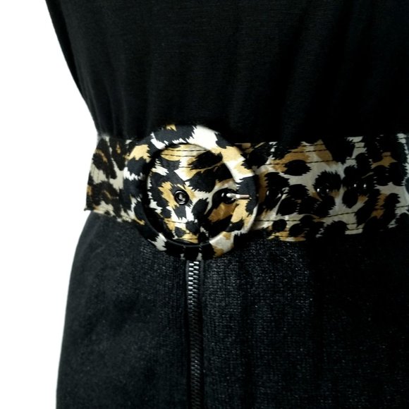ALICE + OLIVIA Belted Sheath Dress Black Animal Print Sleeveless Womens size XS - Picture 5 of 8